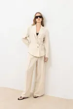 Antioch Cream Draped Slim Jacket