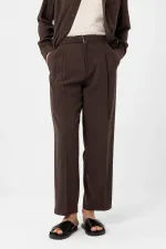 Antioch Kahve Modal Kumaş Relax Fit Kemerli Erkek Pantolon