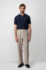 Antioch Lacivert Premium Dokulu Erkek Triko T-Shirt