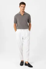 Antioch Grey Polo Collar Textured Men's Knit T-Shirt