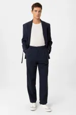 Antioch Lacivert Çift Pileli Baggy Fit Erkek Pantolon