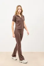 Antioch Kahve Polo Yaka Kadın T-Shirt