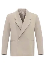 Antioch Beige Double-Breasted Men's Blazer Jacket with Welt Pockets