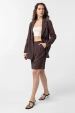 Antioch Kahve Pilili Kadın Bermuda Şort