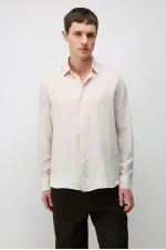 Antioch Bej 100% Keten Relax Fit Erkek Gömlek