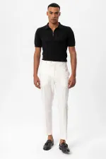 Antioch Black Polo Collar Zip-Up Knitted Men's T-Shirt