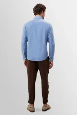 Antioch Blue Collar Button Detail 100% Linen Men's Shirt