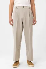 Pantalon plissé beige Antioch taille haute coupe décontractée pour homme