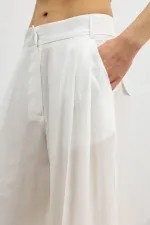 Antioch Ecru Lyocell Blend Wide Leg Women's Trousers