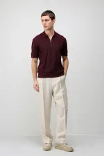 T-shirt en maille zippé Antioch Bordo Comfort Slim pour homme