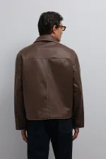 Veste pour homme Antioch Coffee Relax Fit en similicuir