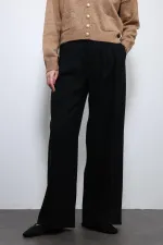 Antioch Siyah Bel Lastikli Pileli Kadın Pantolon