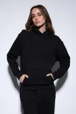 Antioch Black Hooded Basic Women's Sweatshirt