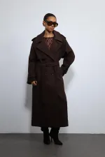 Antioch Kahve Oversize Kemerli Kaban