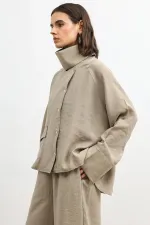 Antioch Bej Özel Dik Yaka Kadın Gömlek