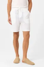 Short pour homme Antioch en lin mélangé blanc
