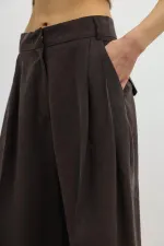 Pantalon large pour femme Antioch en mélange de lyocell marron foncé