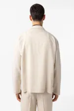 Chemise homme Antioch en lin mélangé blanc cassé, coupe décontractée