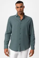 Antioch Green Linen Blend Men's Shirt
