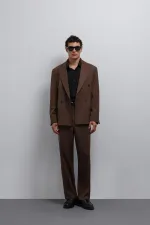 Veste blazer homme Antioch Coffee Relax Fit à double boutonnage