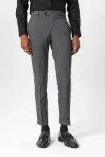 Antioch Gri Regular Fit Duble Paça Erkek Pantolon