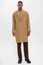 Antioch Dark Beige Oversize Double-Breasted Men's Coat
