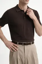 T-shirt homme Antioch Coffee en maille texturée à col polo