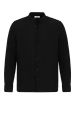 Antioch Black Mandarin Collar Woven Men's Shirt