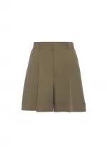 Antioch Haki Yüksek Bel Pensli  Kadın Bermuda Şort