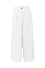 Antioch Beyaz Keten Karışımlı Kadın Culotte Pantolon