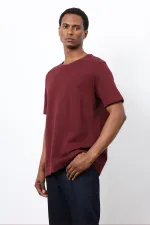 T-shirt basique Antioch Claret Red pour homme, coupe classique