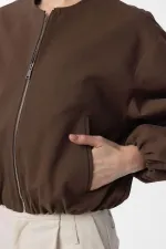 Antioch Kahve Crop Kadın Bomber Mont