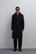 Trench-coat Antioch noir coupe décontractée pour homme