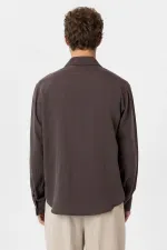 Antioch Kahve Relax Fit Liyosel Kumaş Erkek Gömlek