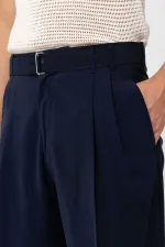 Pantalon homme Antioch Navy en modal, coupe décontractée et ceinture