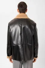 Veste croisée en similicuir pour homme Antioch avec doublure noire.