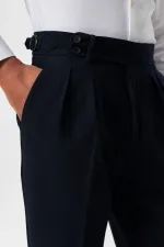 Pantalon Antioch Navy taille haute plissé texturé pour homme