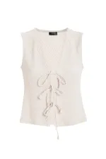 Ensemble Antioch écru texturé pour femme avec détail de cravate