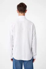 Antioch White Linen Blend Button-Down Collar Men's Shirt