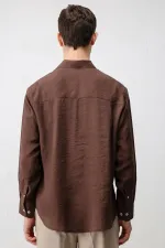 Antioch Kahve Modal Karışımlı Relax Fit Erkek Gömlek
