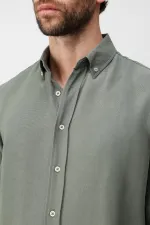 Antioch Khaki Linen Blend Relaxed Fit Men's Shirt