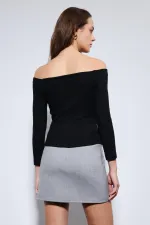 Antioch Black Off-Shoulder Detail Top