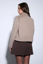 Veste courte en cachemire Antioch beige à col chemise
