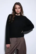 Antioch Siyah Yün Karışımlı Kadın Kazak