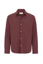 Antioch Burgundy Relax Fit Linen Blend Men's Shirt
