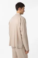 Chemise homme Antioch beige en lin mélangé, coupe décontractée