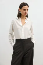 Antioch Ecru 100% Lyocell Striped Women's Shirt with Handkerchief