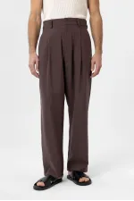Antioch Coffee Pleated Baggy Fit Men's Trousers