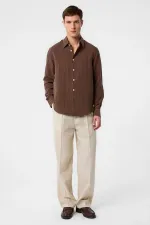 Antioch Coffee Striped and Textured Men's Shirt
