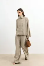 Antioch Bej Özel Dik Yaka Kadın Gömlek